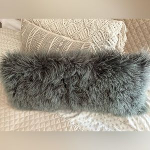 Grey fur pillow